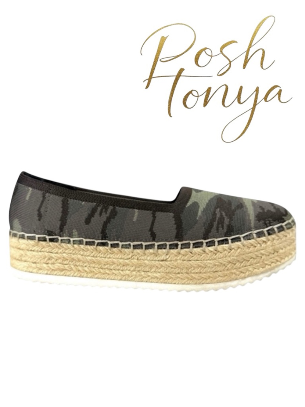 Gianni Bini Shyleah Camo Platform Espadrilles Slip On Shoes Green Size 6 Coastal